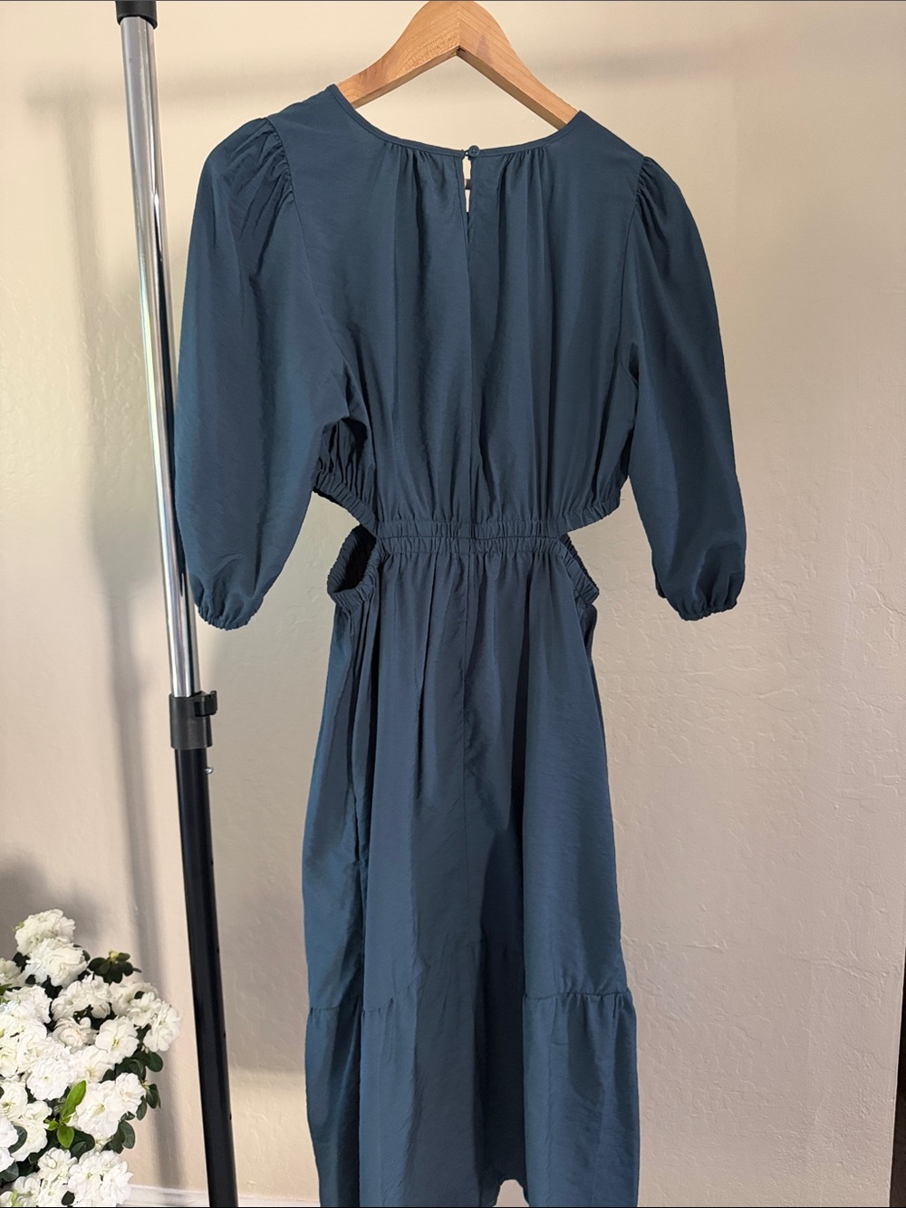 Isabel by Ingrid & Isabel Teal Midi Dress with Puff Sleeves Size XS - Picture 2 of 5